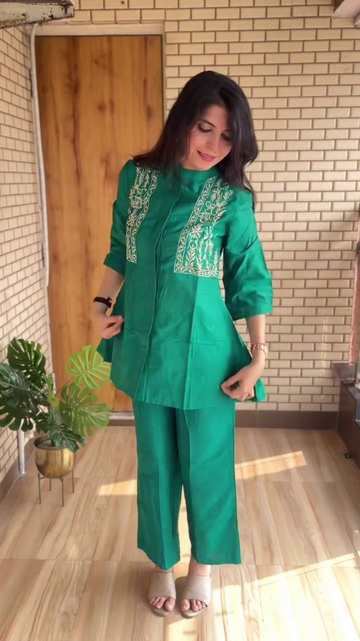 Emerald Green Striped Co-Ord Set