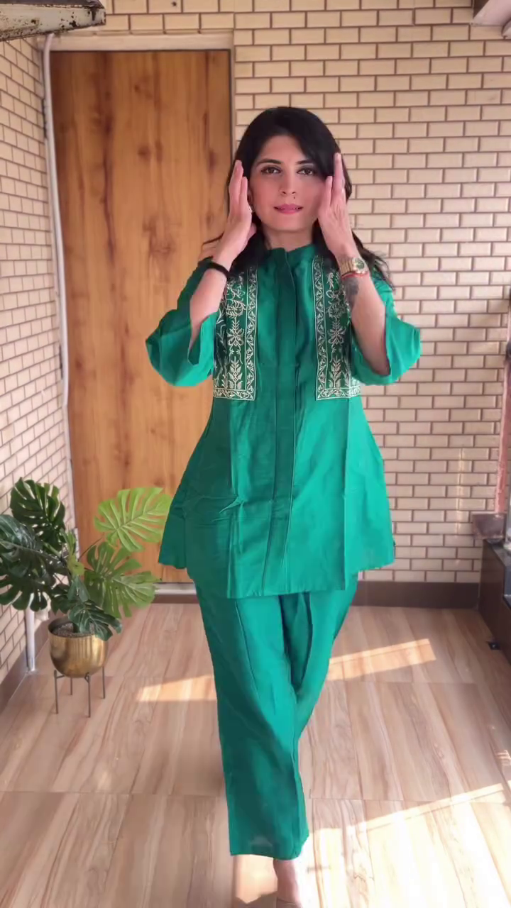 Emerald Green Striped Co-Ord Set