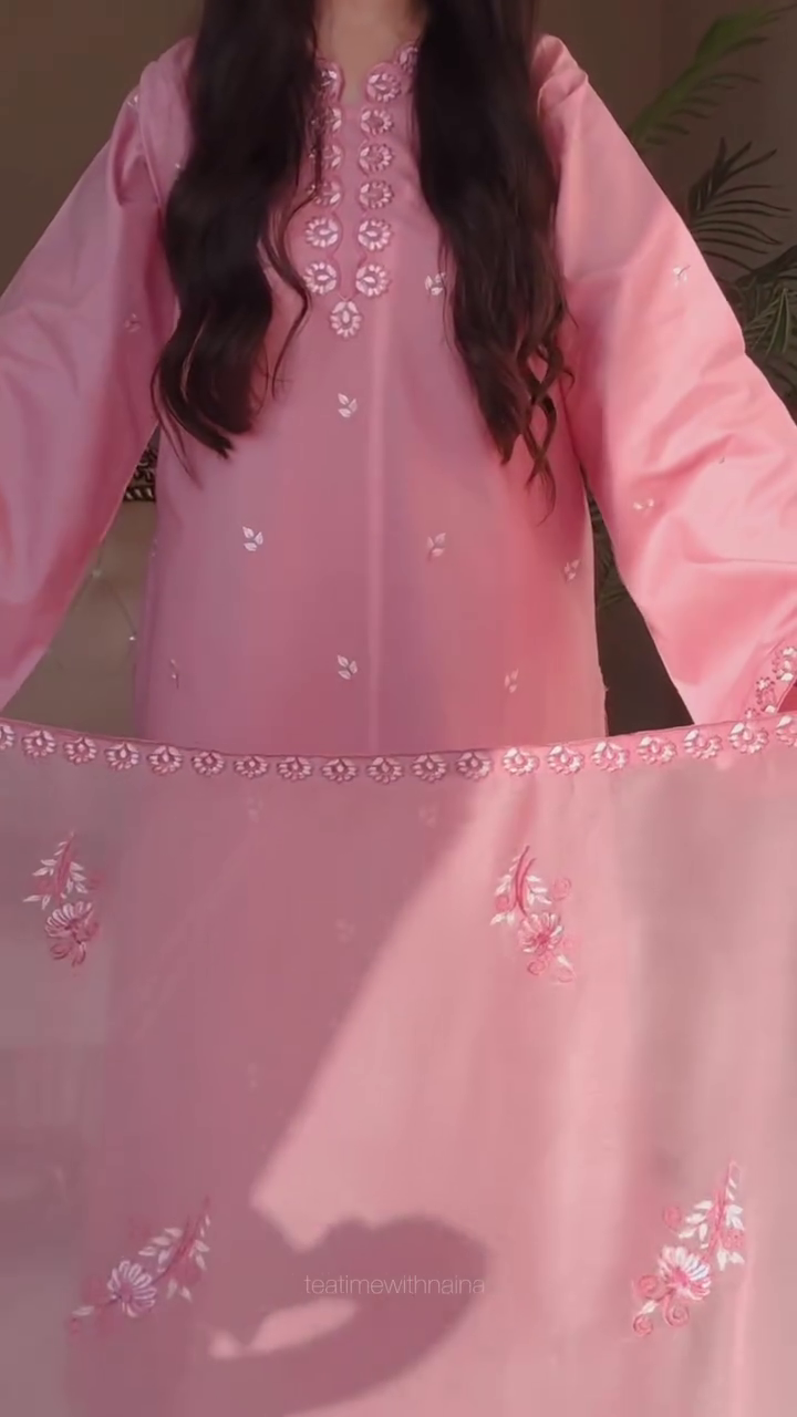 Blush Pink Embroidered Kurta Set with Matching Dupatta