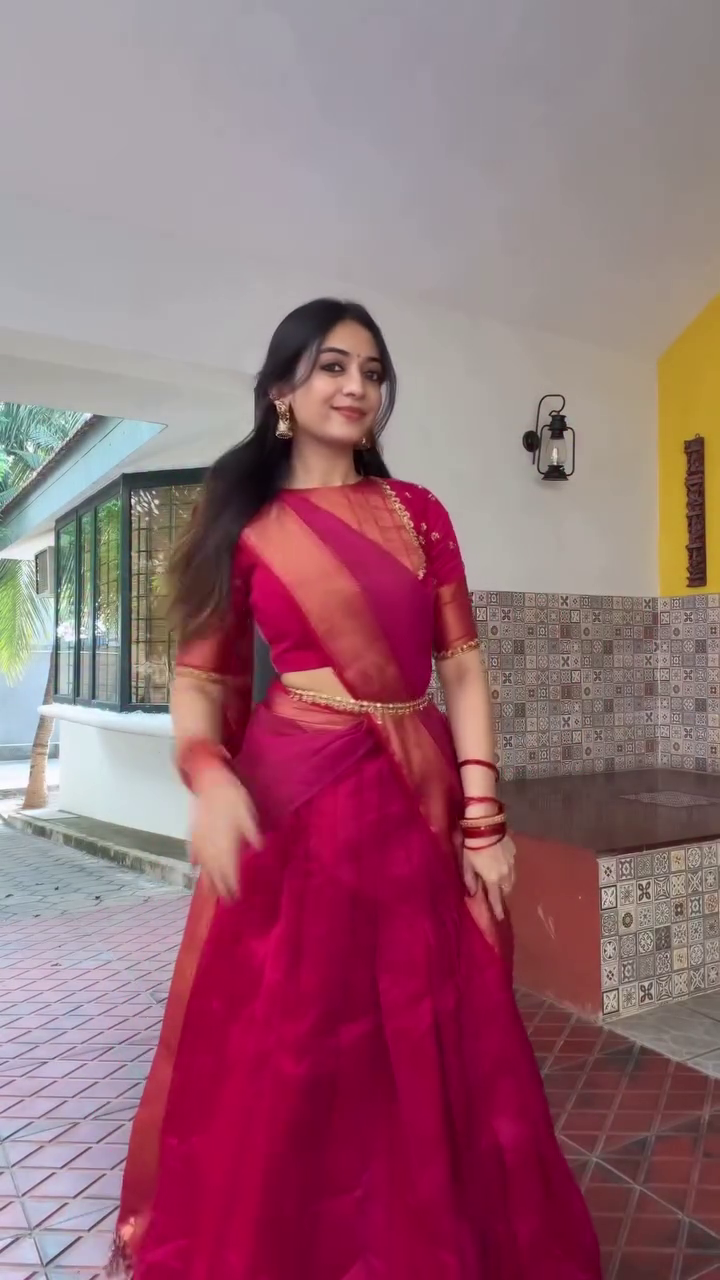 Rani Pink Silk Saree with Gold-Orange Border