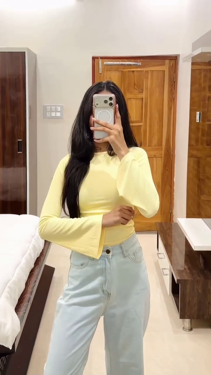 Pastel Yellow Bell Sleeve Top