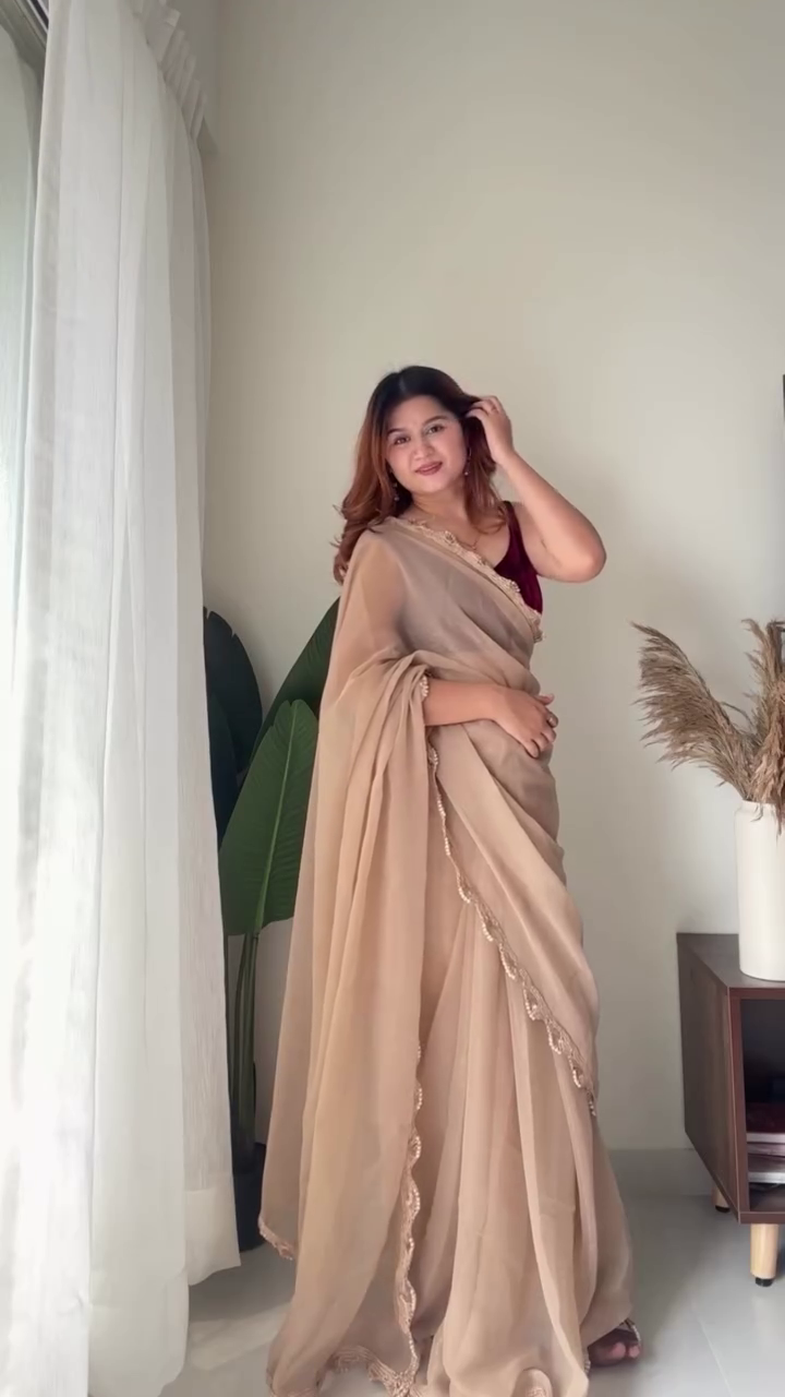 Color Block Satin Saree with Black Blouse