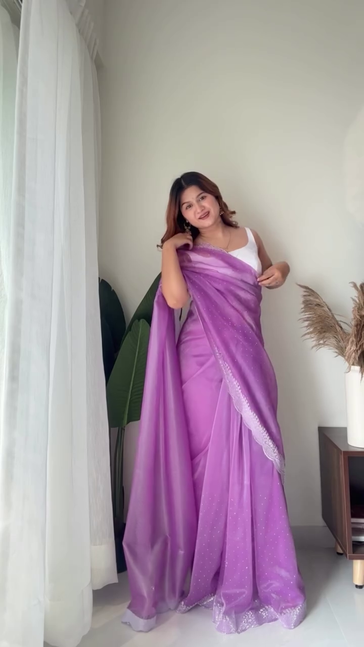 Color Block Satin Saree with Black Blouse