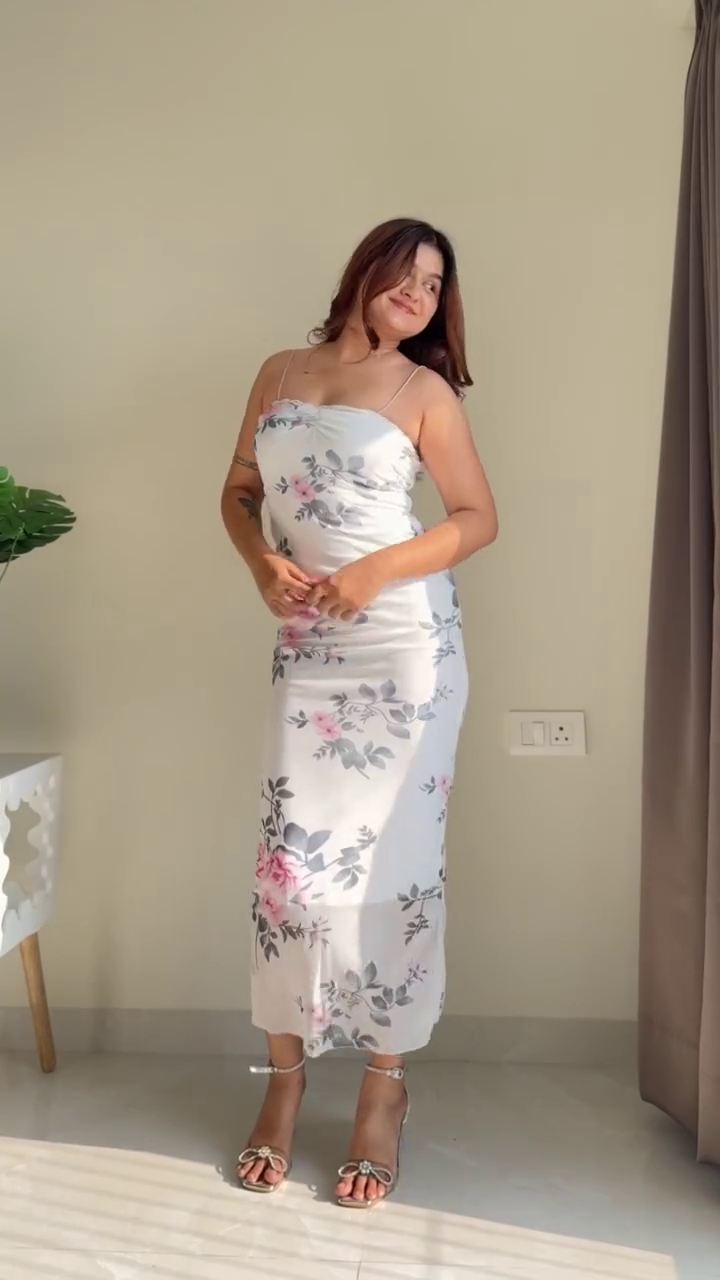 Blue & White Striped Tiered Midi Dress