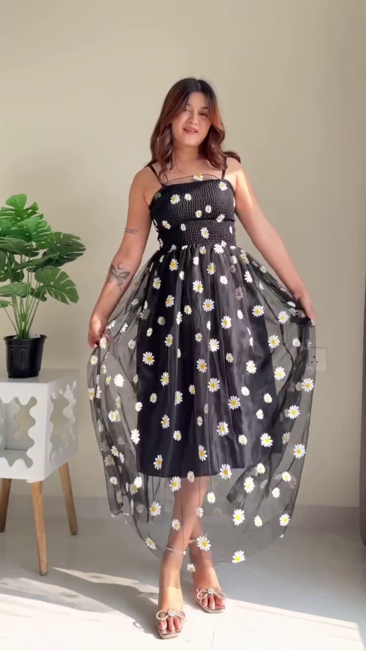 Blue & White Striped Tiered Midi Dress