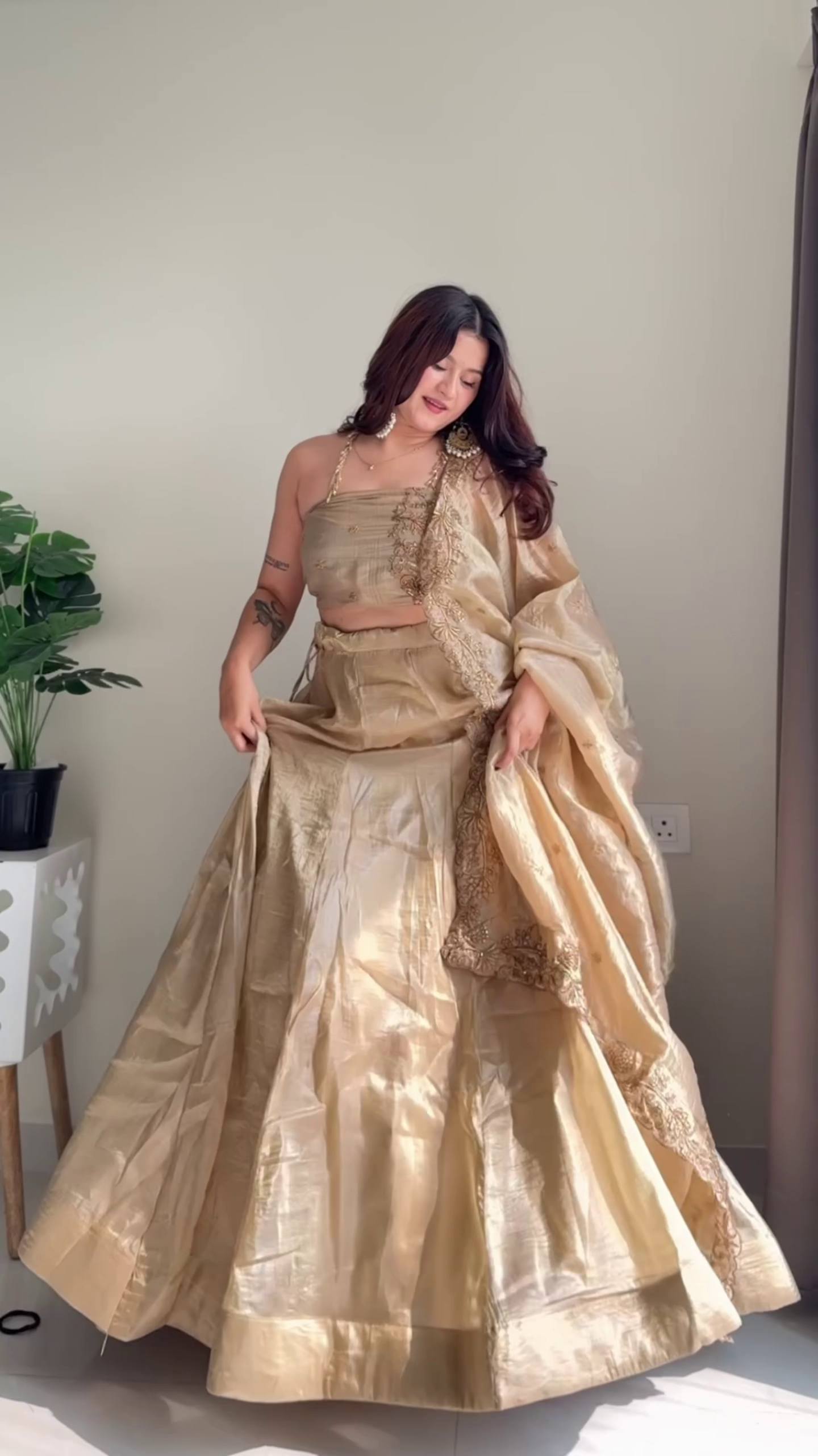 Gold & Mauve Silk Lehenga Set