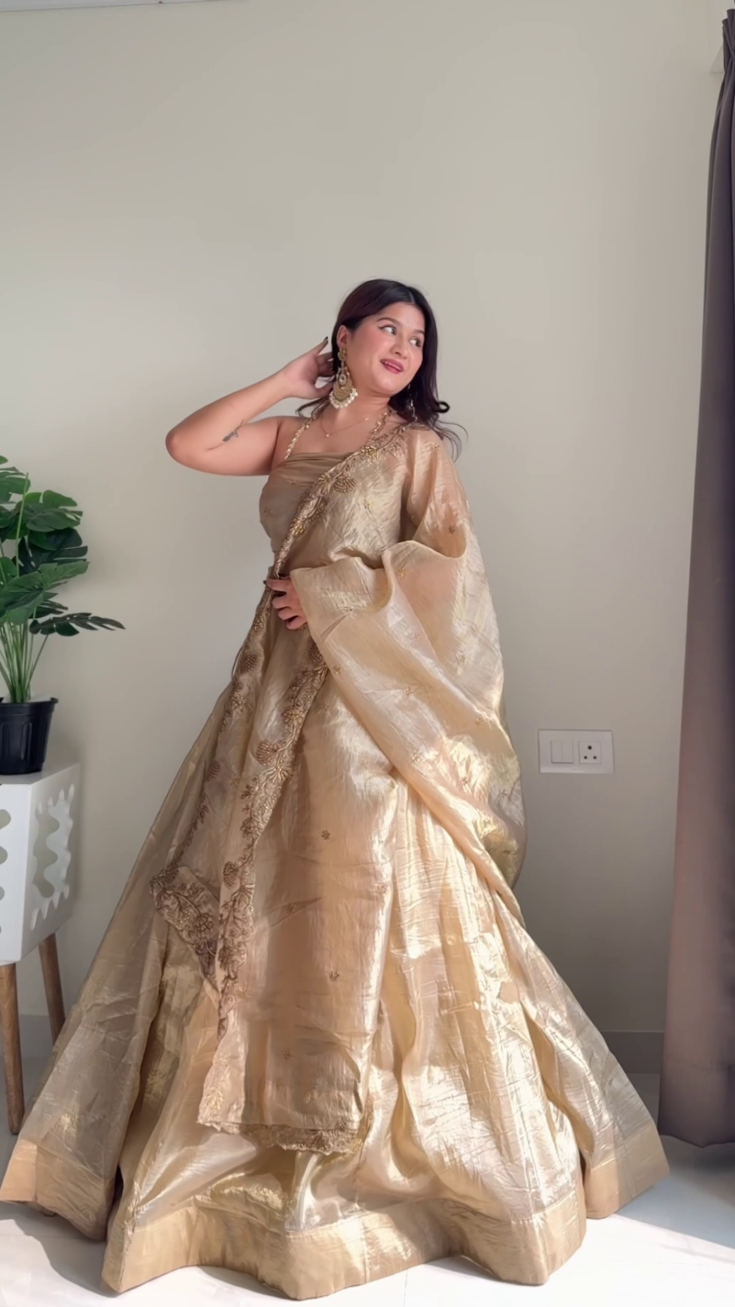 Gold & Mauve Silk Lehenga Set