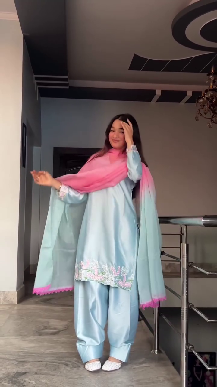 Light Blue Printed Salwar Suit Set