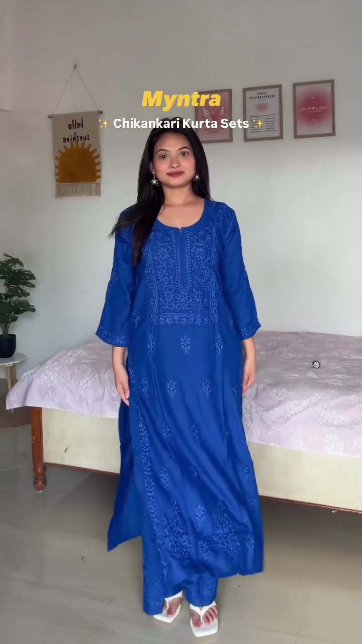 Royal Blue Chikankari Kurta Set