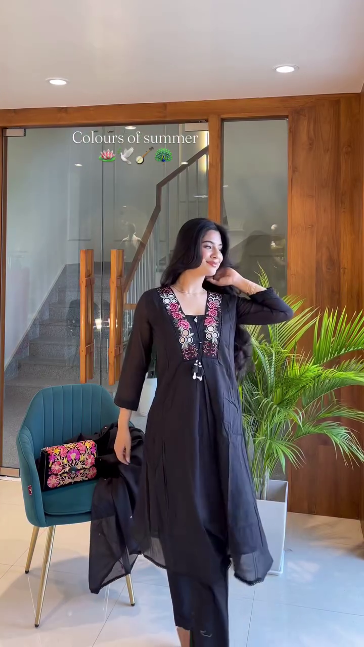 Sky Blue Embroidered Summer Kurta Set