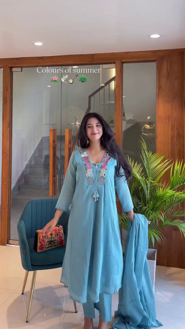 Sky Blue Embroidered Summer Kurta Set