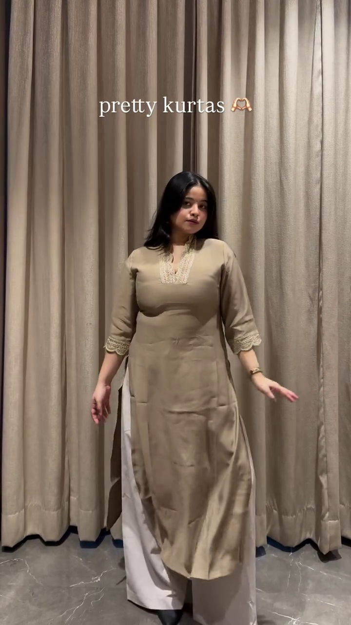 Mustard Embroidered Straight Kurta