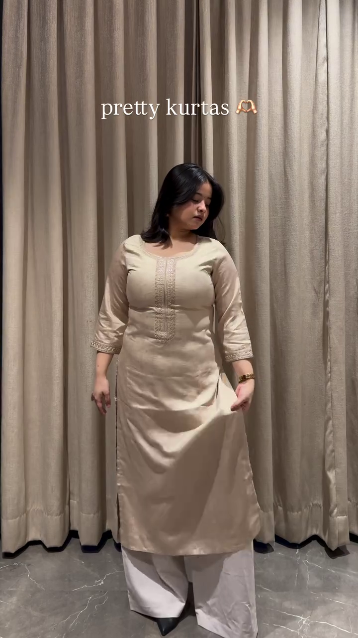 Mustard Embroidered Straight Kurta