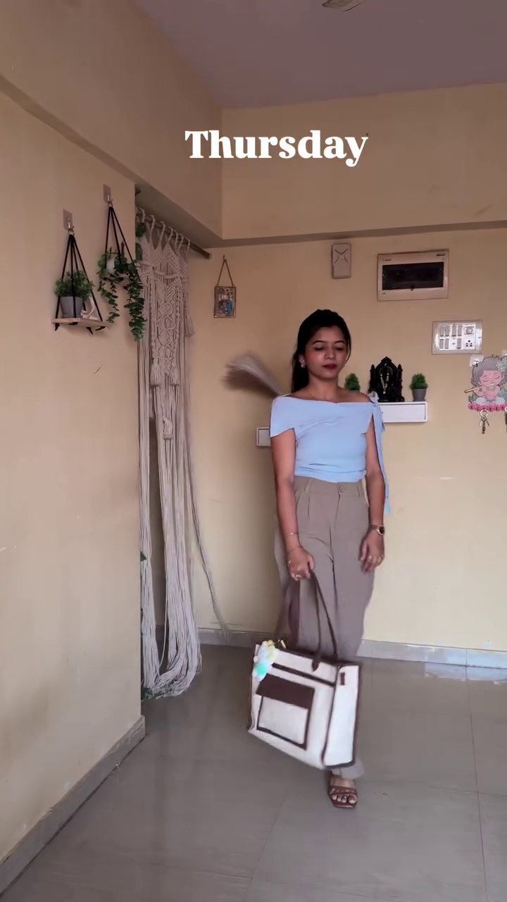 Brown Top with Beige Trousers