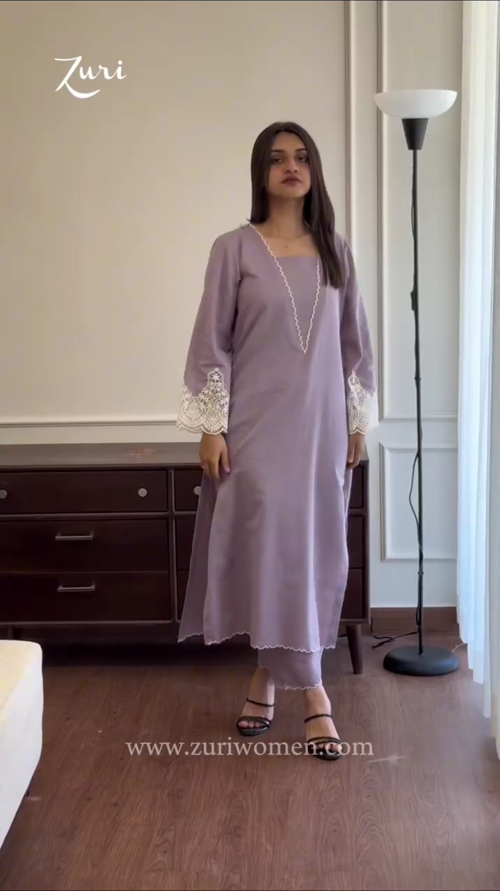 Lavender Lace Detail Kurti