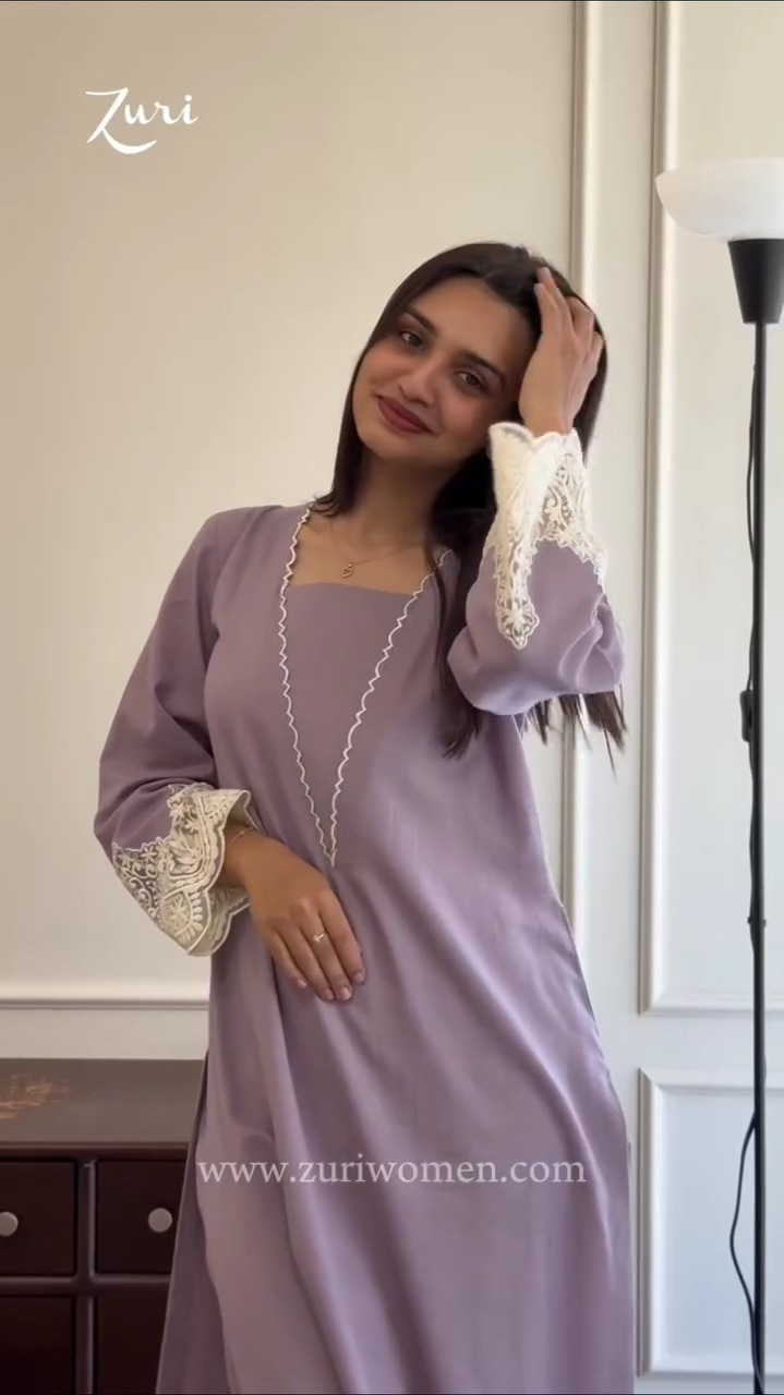 Lavender Lace Detail Kurti