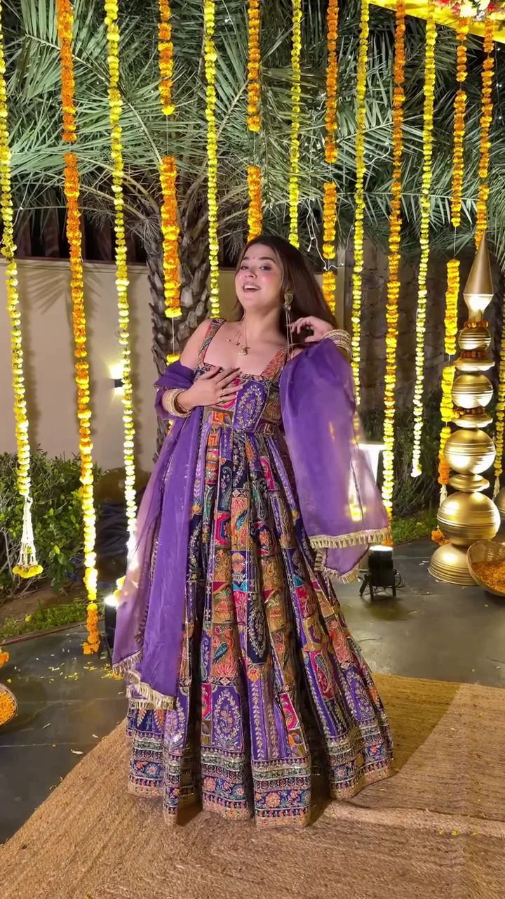 Purple Patchwork Festive Lehenga