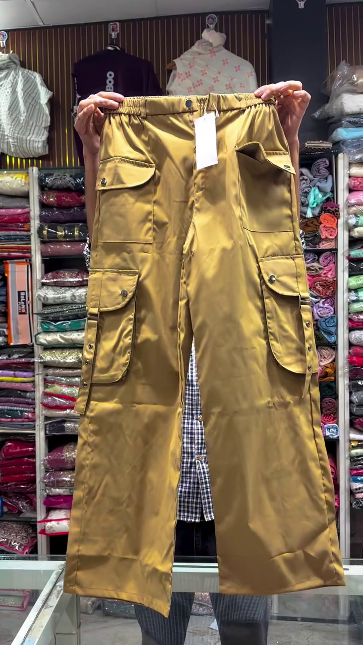 Olive Green Cargo Wide-Leg Pants