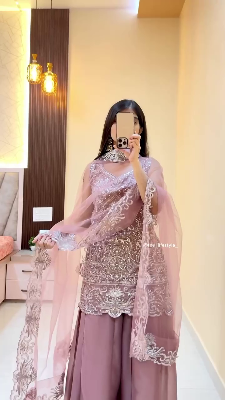 Elegant White Sharara Suit with Dupatta