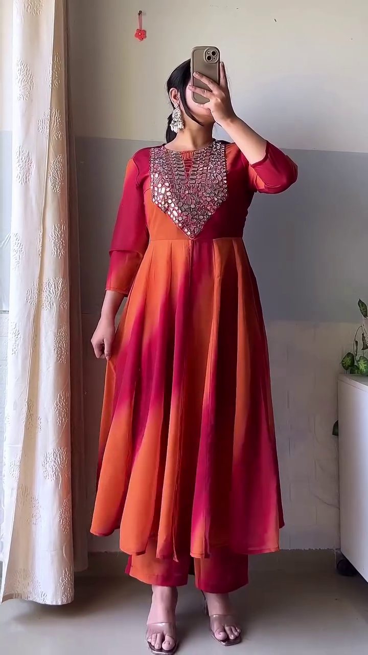 Chic White Cotton Anarkali Set