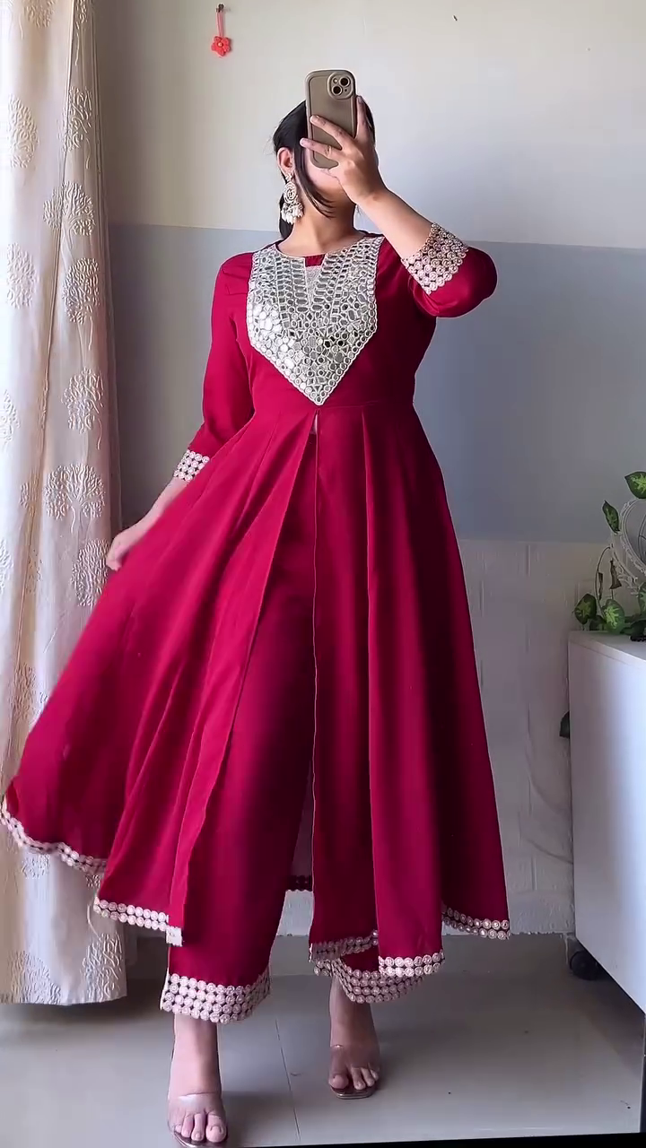 Chic White Cotton Anarkali Set