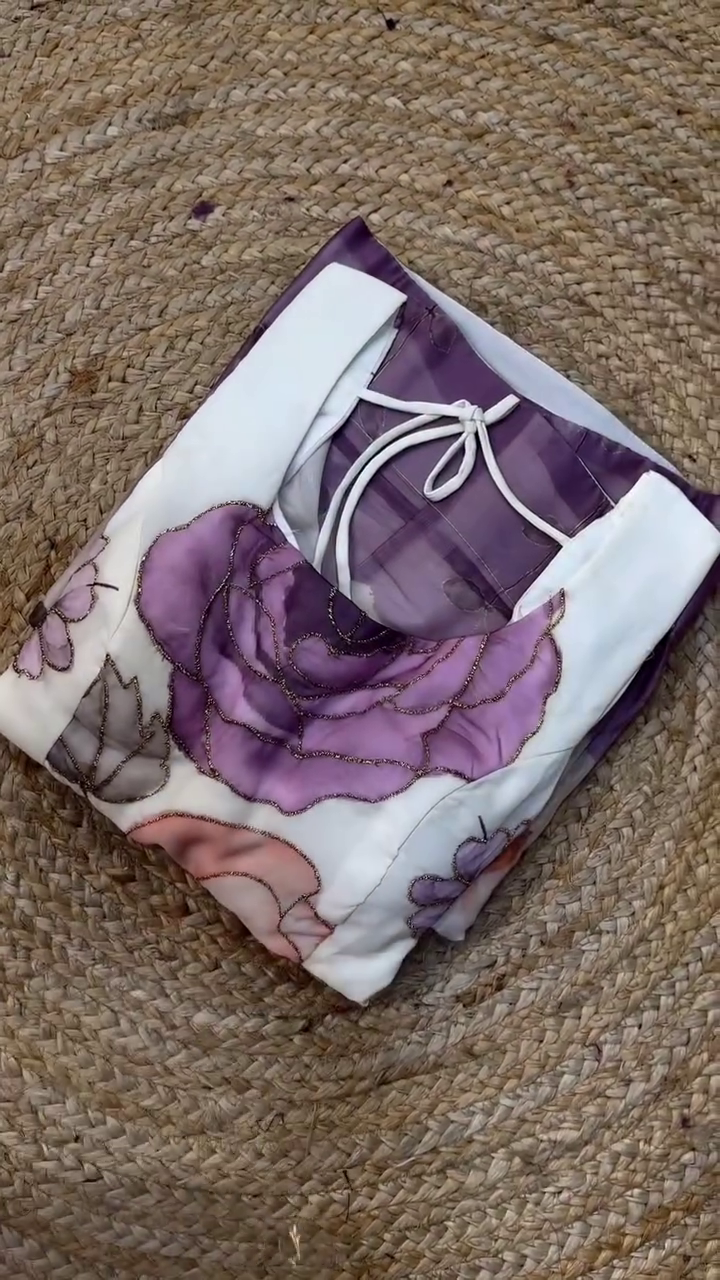 Floral Aqua Designer Gown with Bottom