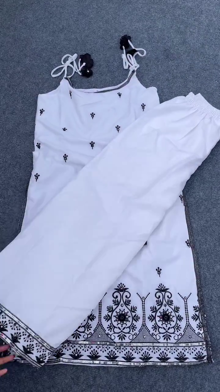 White Embroidered Kurta Pant Set