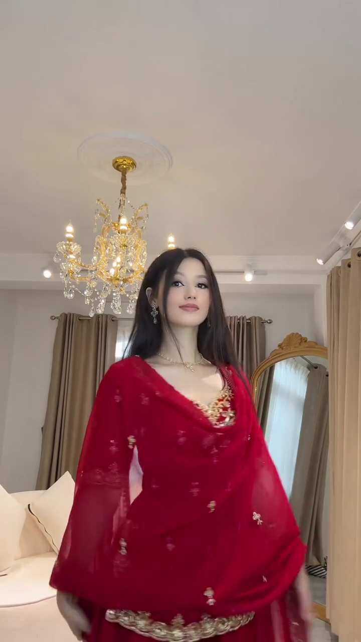 Royal Red Embroidered Party Suit