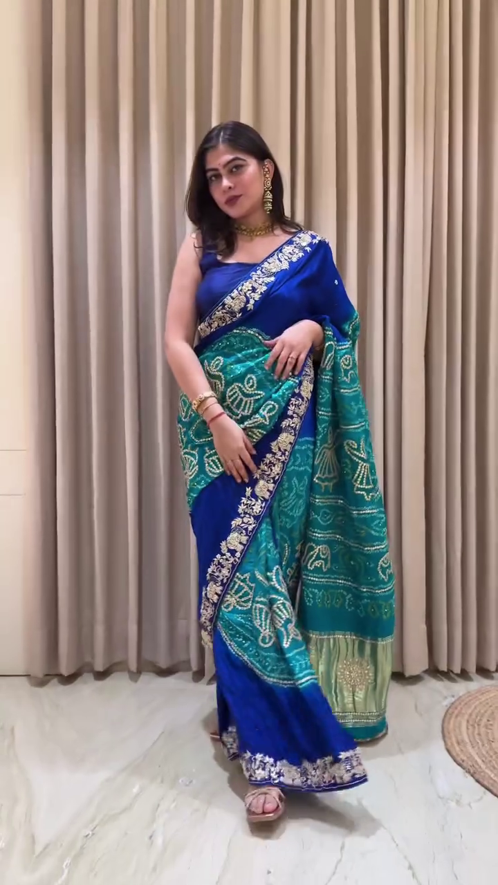 Blue & Teal Designer Banarasi Saree