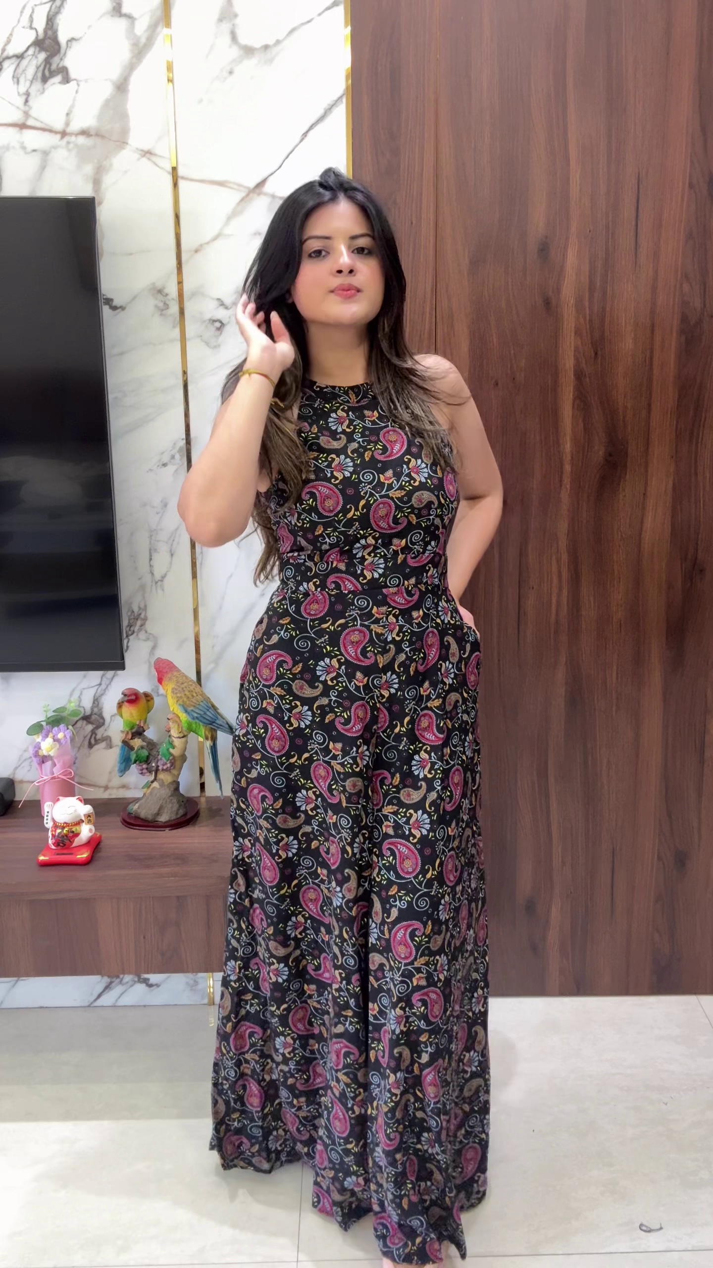 Black Printed Stylish Jumpsuit