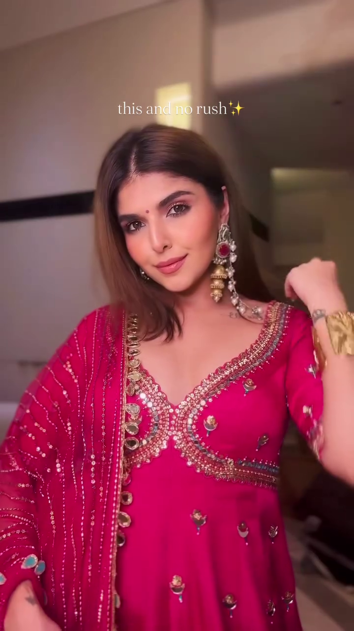 Pink Heavy Embroidered Festive Suit