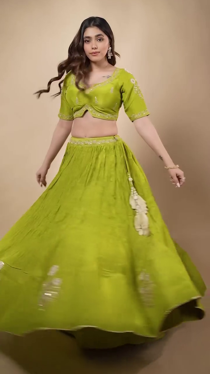 Green Lehenga with Designer Dupatta