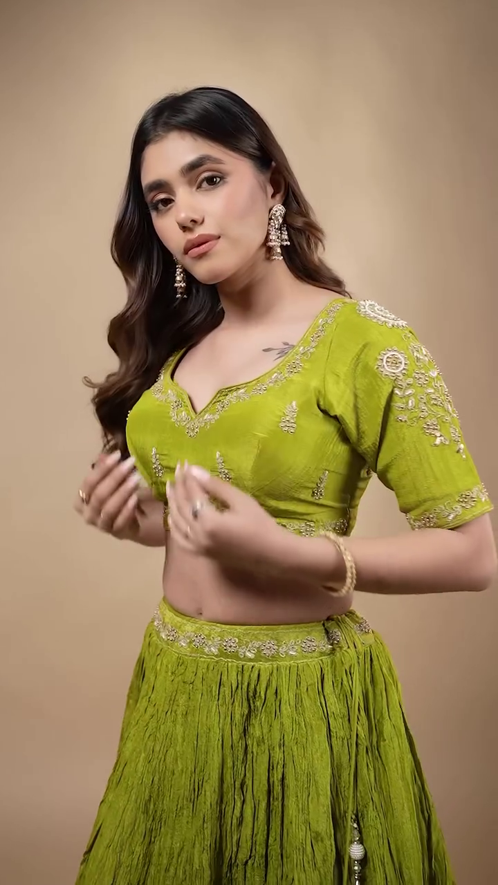 Green Lehenga with Designer Dupatta