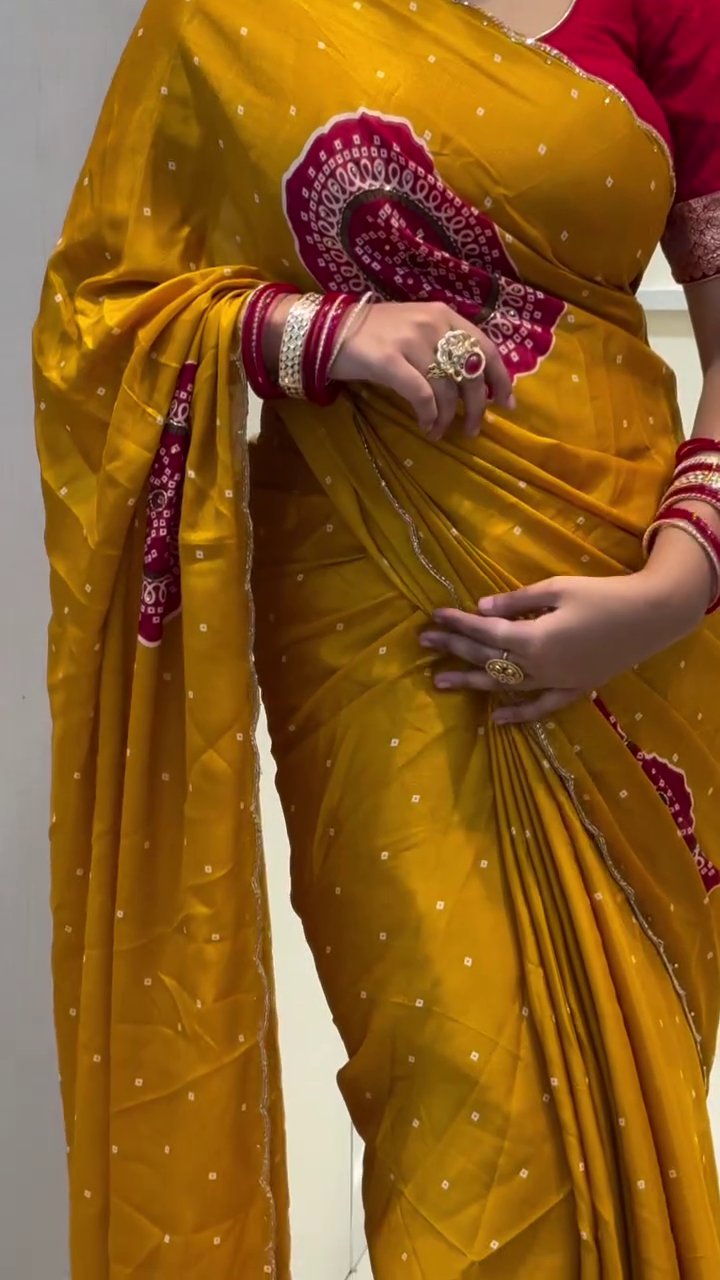 Mustard Traditional Printed Saree