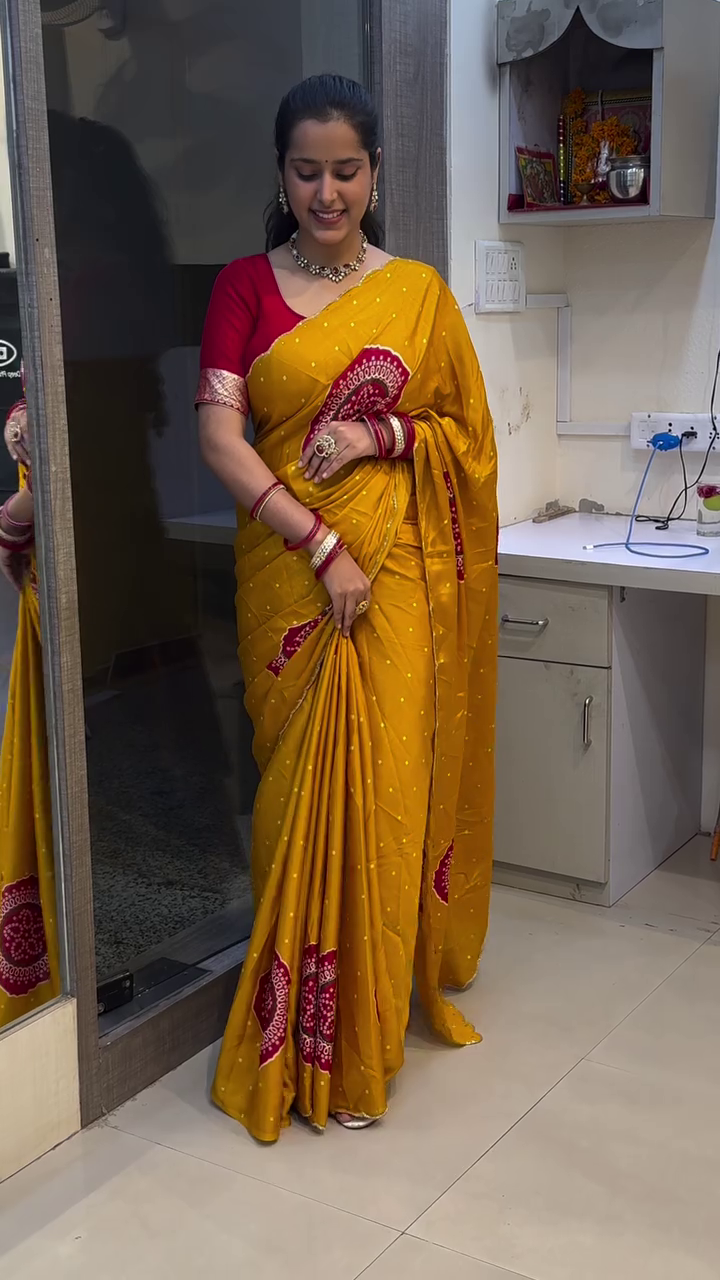 Mustard Traditional Printed Saree
