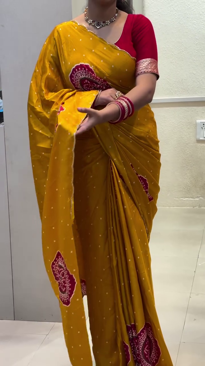 Mustard Traditional Printed Saree