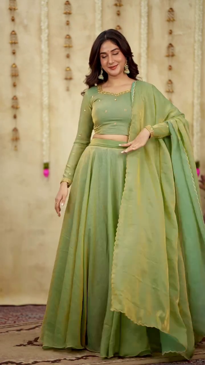 Elegant Pastel Green Lehenga Set