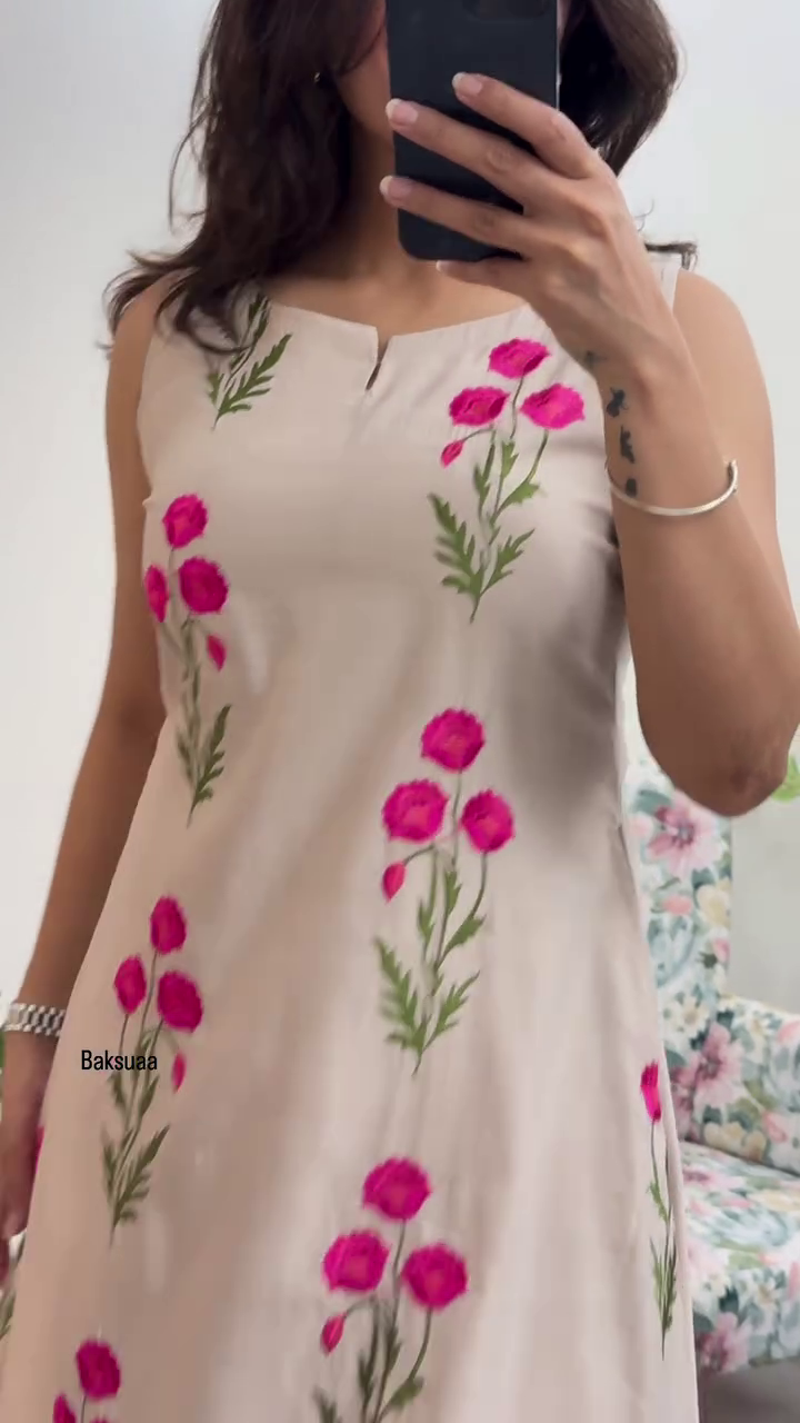 Beige  Embroidered Kurta Set