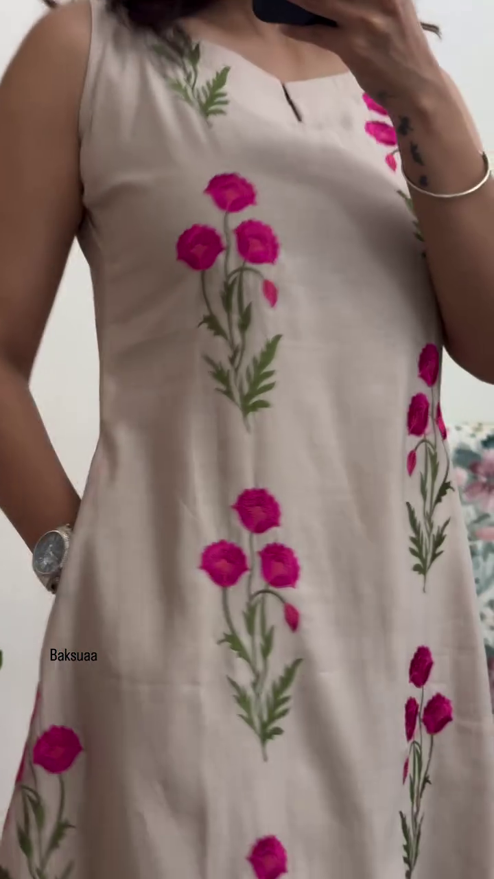 Beige  Embroidered Kurta Set