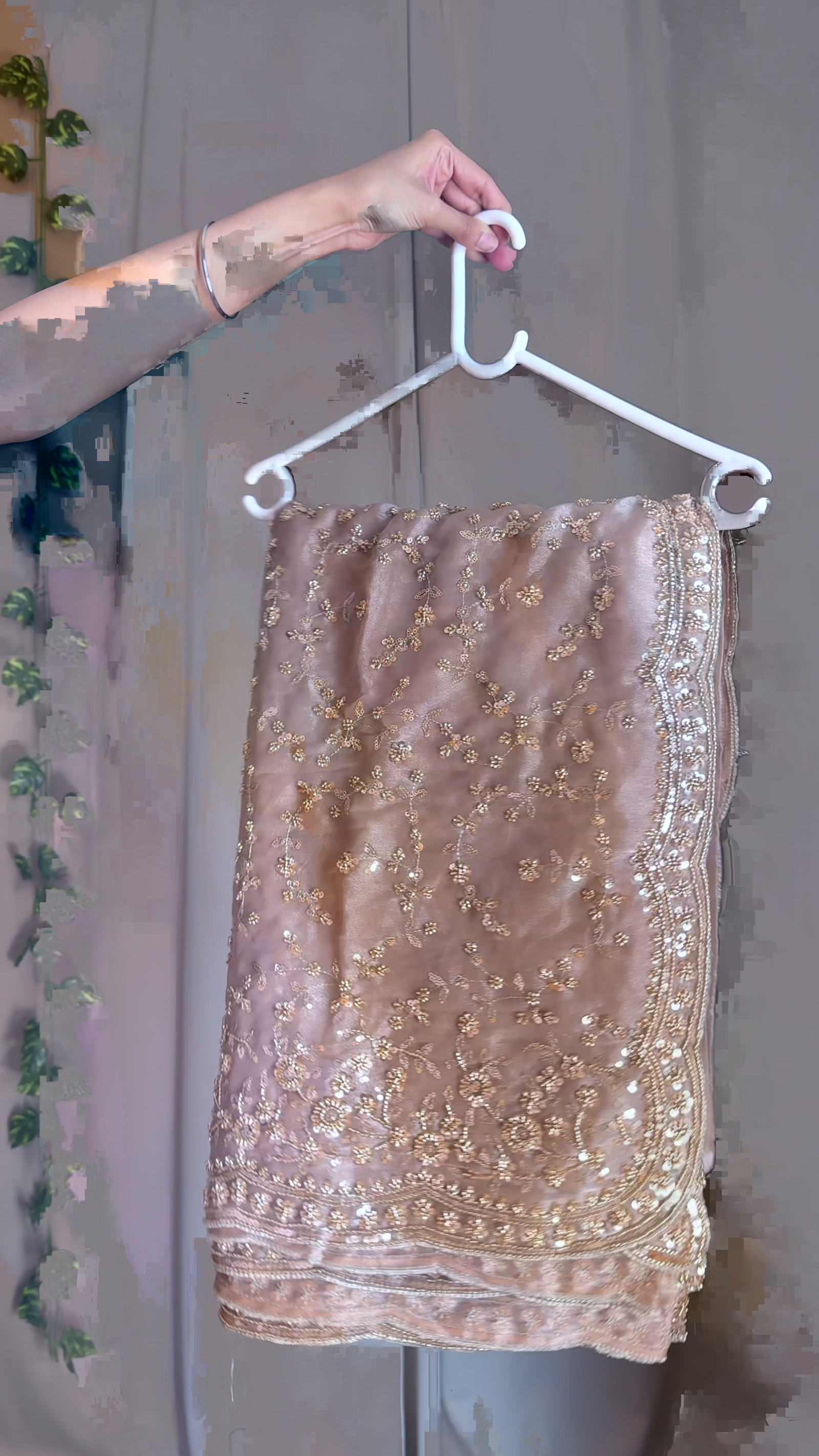 Blush Pink Designer Embroidered Dupatta