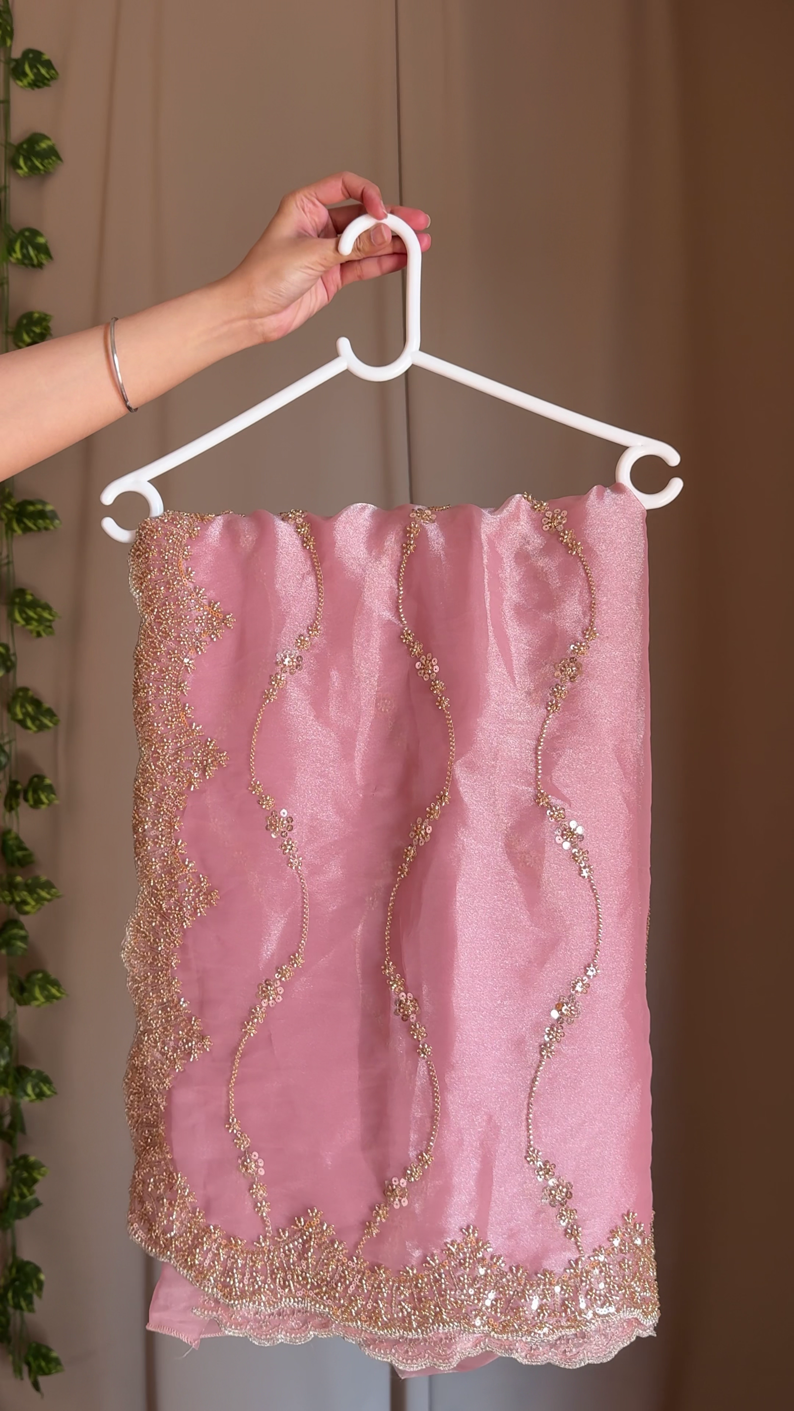 Blush Pink Designer Embroidered Dupatta