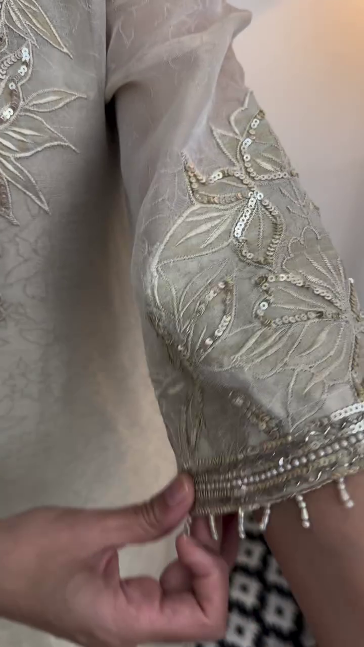 Elegant Ivory Embroidered Kurta Pant Set