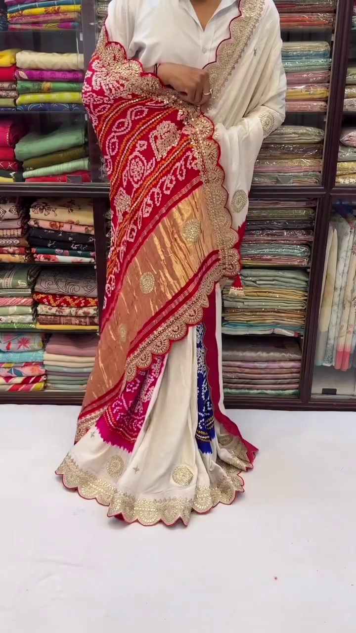 Traditional Red Bandhani Designer Saree