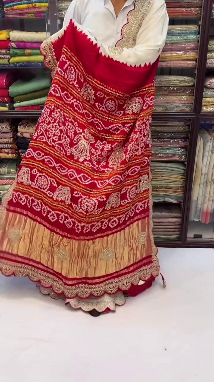 Traditional Red Bandhani Designer Saree