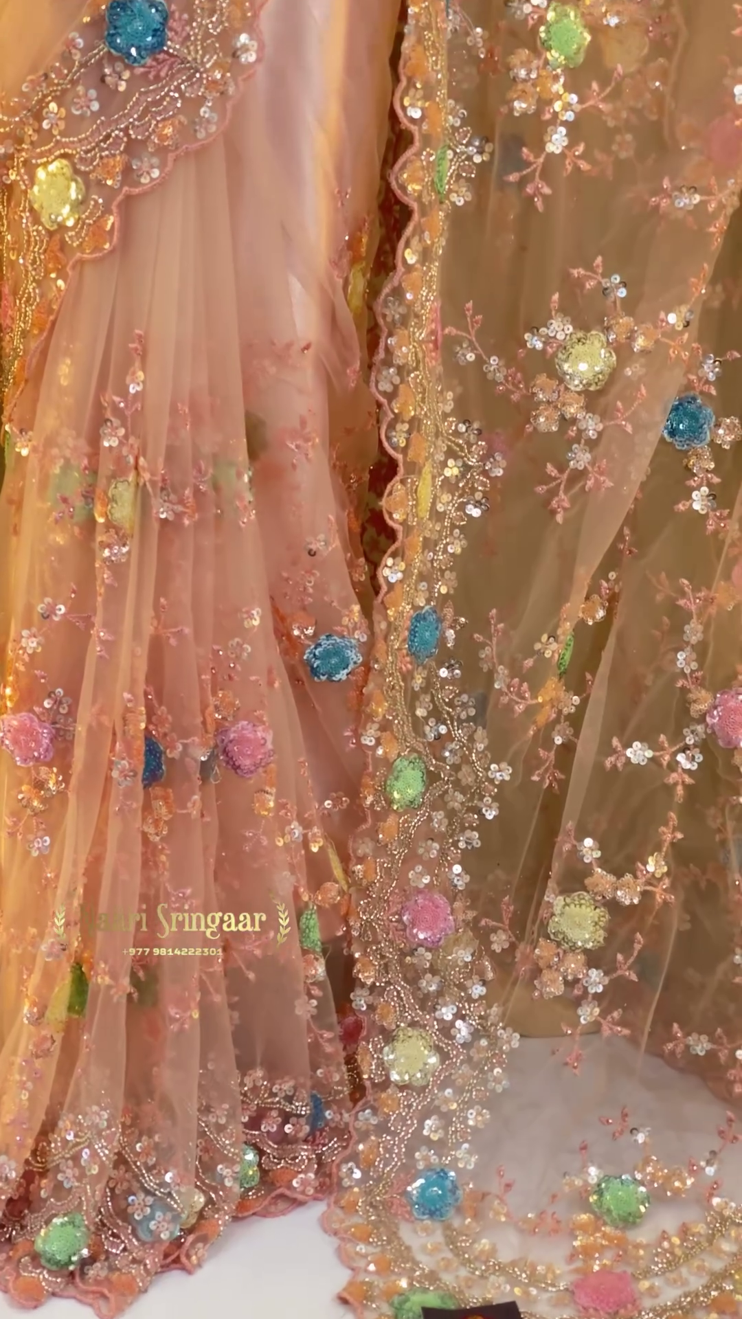 Blush Pink Sequin Designer Saree