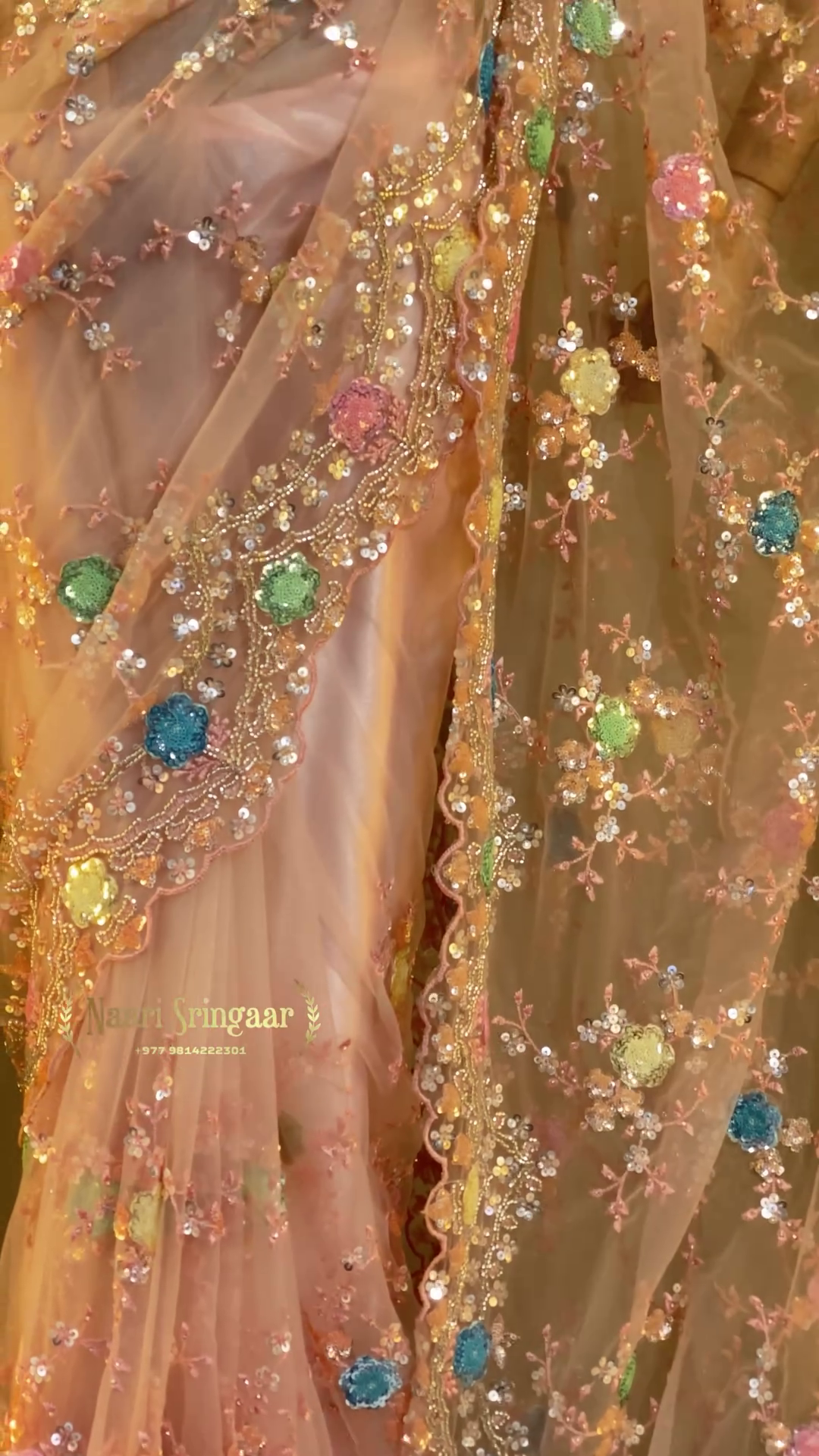 Blush Pink Sequin Designer Saree