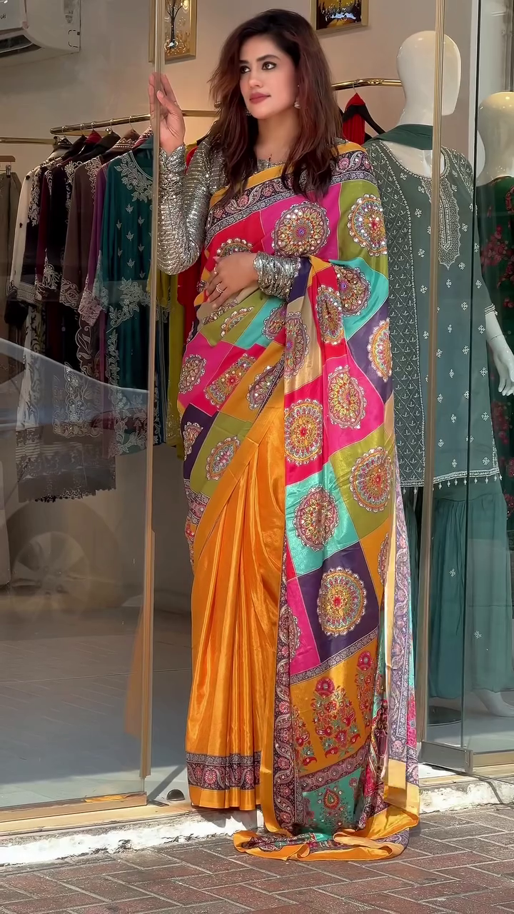 Multicolor Banarasi Silk Saree