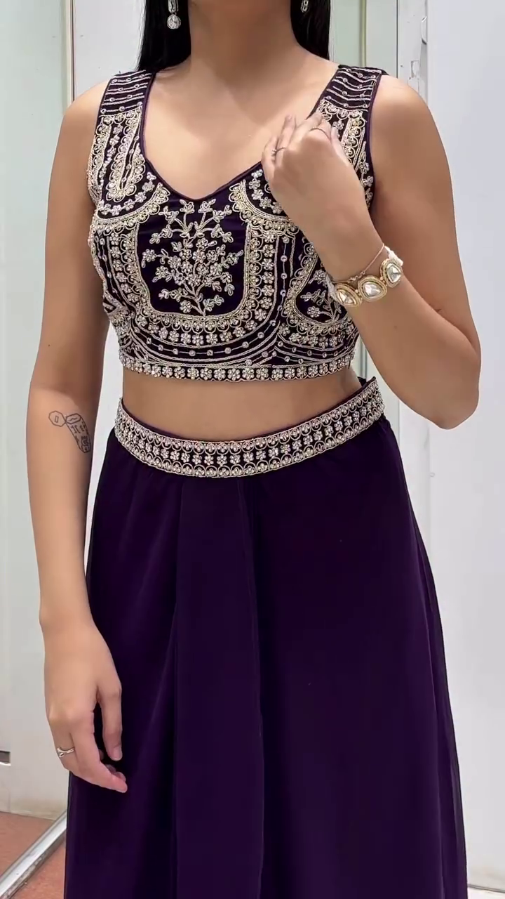 Royal Purple Embroidered Lehenga Set