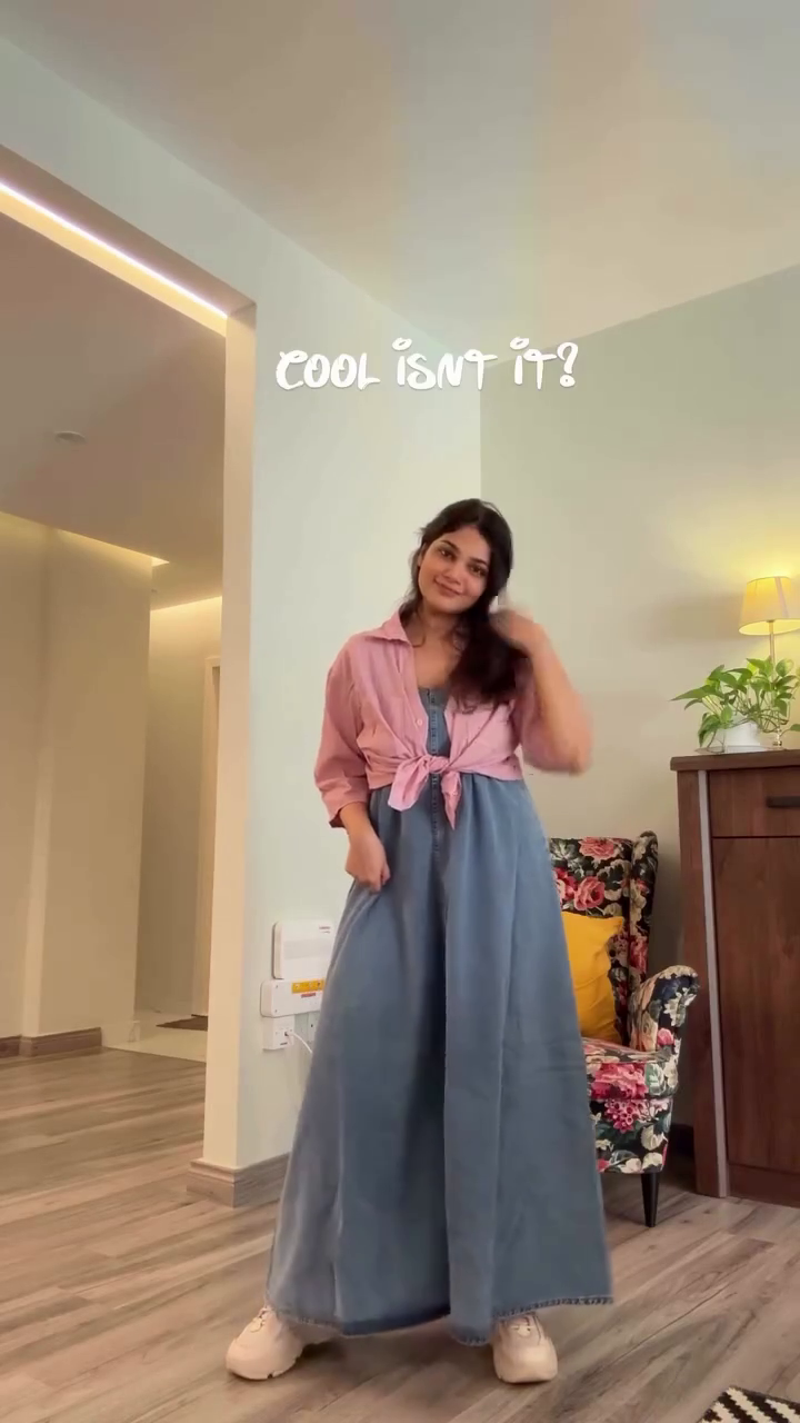 Denim Pinafore Layered Dress