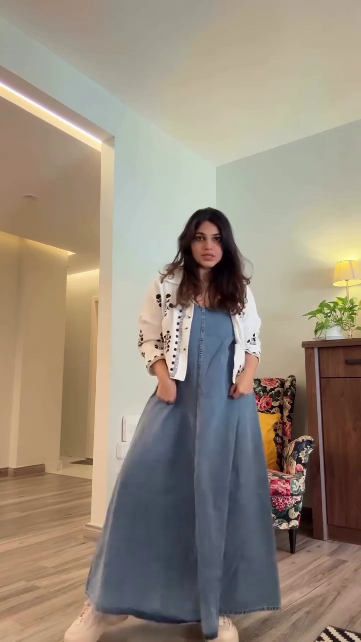 Denim Pinafore Layered Dress